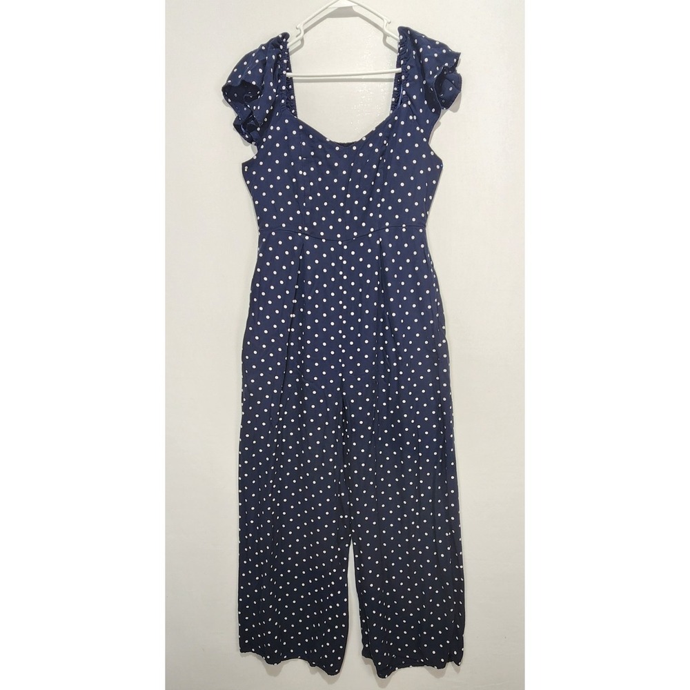 Old Navy Women's Casual Comfy Freshy Polka Dot Navy Blue Jumpsuit Size M